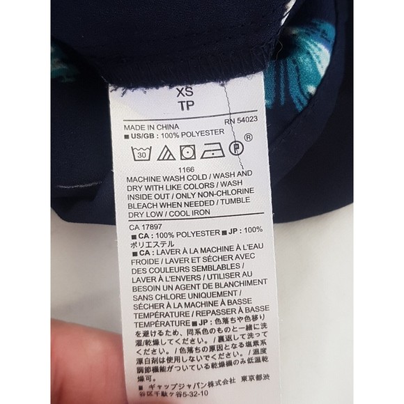 Banana Republic Womens Blouse Size XS Floral Artsy V Neckline Blue Office Wear - Picture 11 of 11